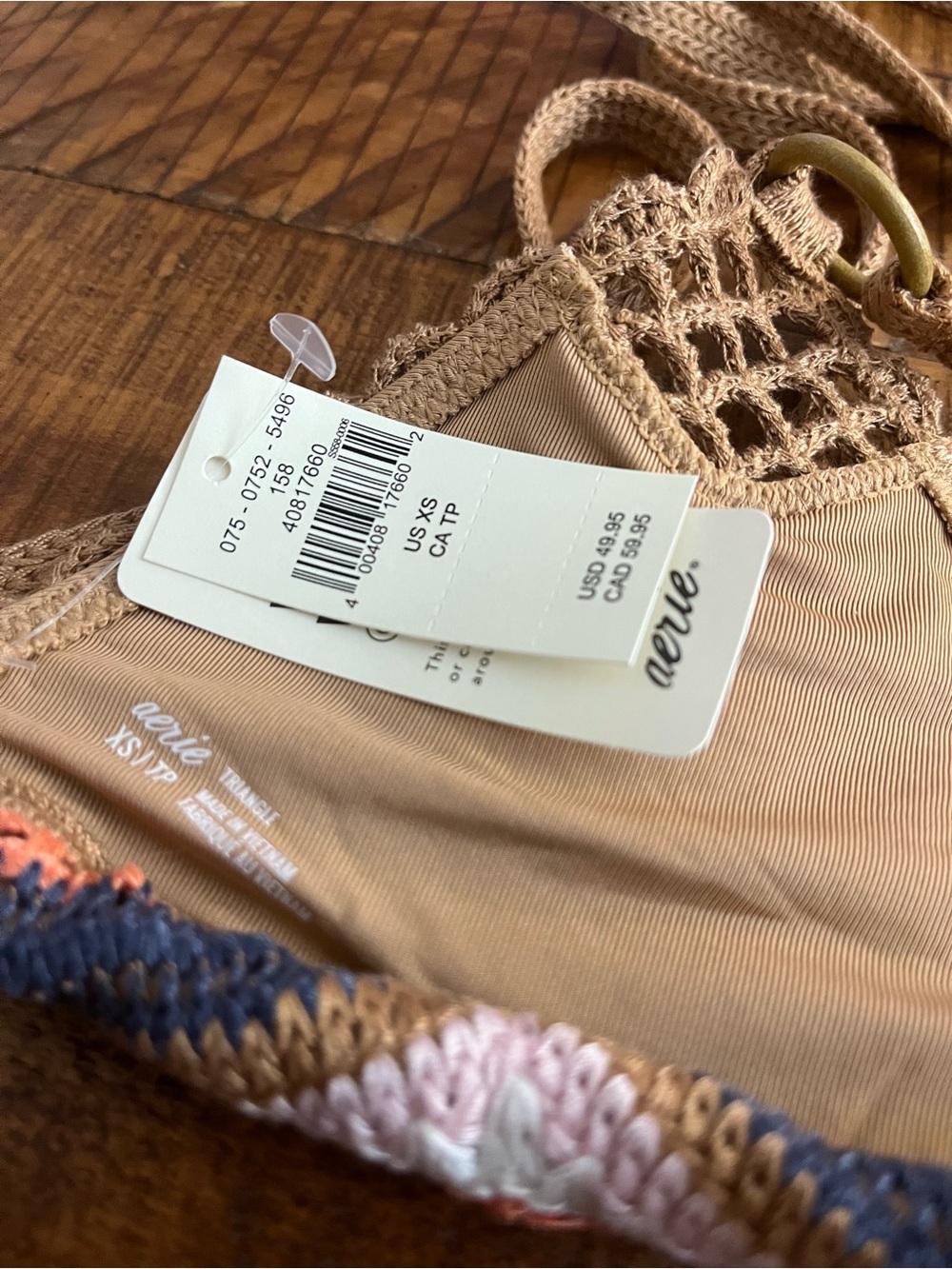 NWT Aerie Crochet String Triangle Bikini Top Stripe - Size XS - Picture 5 of 5